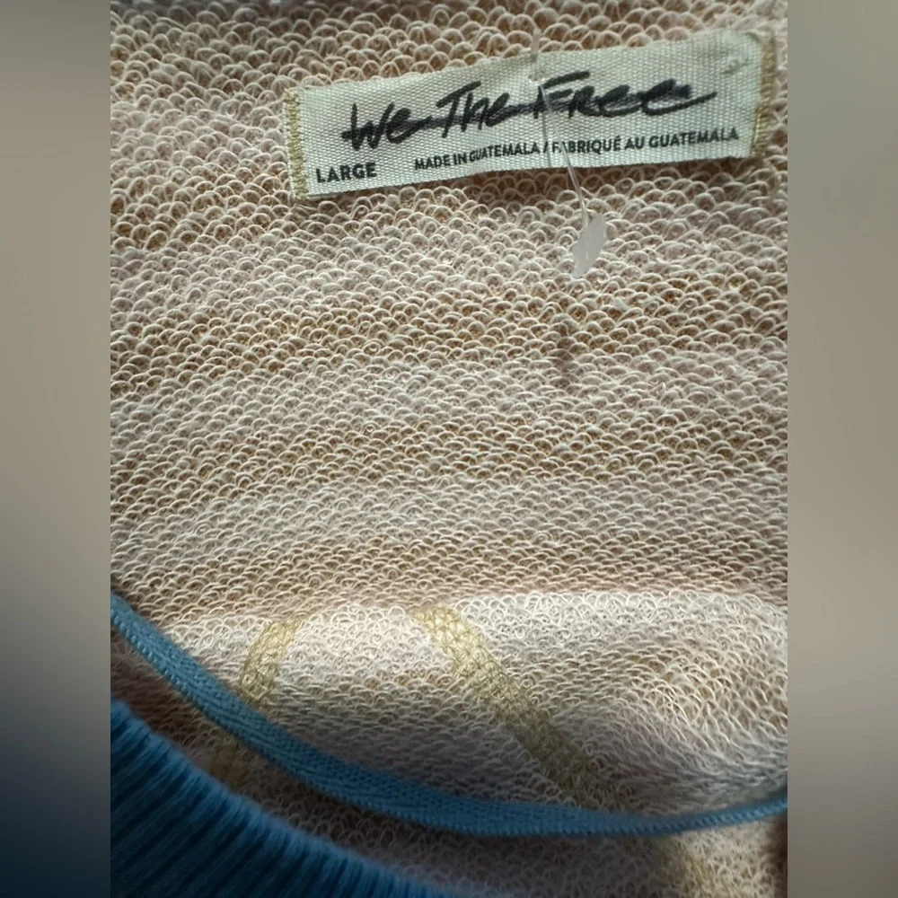 NWOT FREE PEOPLE STRIPPED OVERSIZED CREWNECK SWEATSHIRT IN LATTE COMBO - Picture 6 of 7